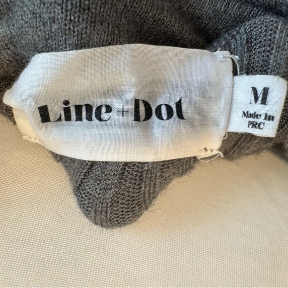 Line & Dot Ribbed Knit Midi Dress Long Sleeve Feminine Contemporary M - Picture 5 of 6